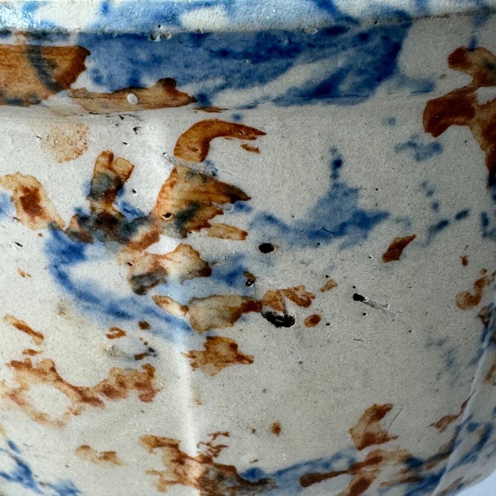 Redwing Spongeware Stoneware Bowl 6 inch Paneled Speckled 6" Crock Vintage F - Picture 4 of 12